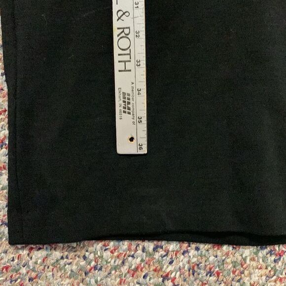 Vintage 70s N.R.1 Black Wool Double Knit Gold Button LS Shift Midi Dress Size 10 - Picture 9 of 14